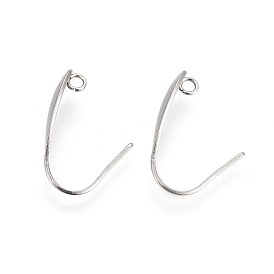 304 Stainless Steel Earring Hooks, with Horizontal Loop