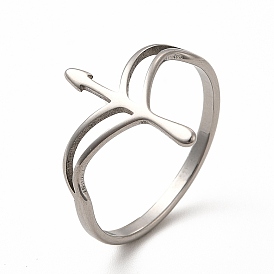 304 Stainless Steel Hollow Out Arrow Finger Ring for Women