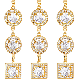 9 шт. 3 кулоны из латуни с микропаве и кубическим цирконием, разнообразные