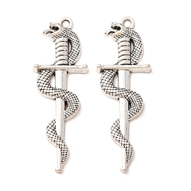 Tibetan Style Alloy Pendants, Snake with Sword Charms
