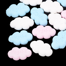 Handmade Polymer Clay Cabochons, Cloud with Word Angel