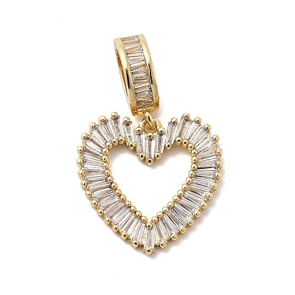Подвески из латуни с прозрачным фианитом, сердце прелести
