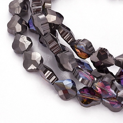 Electroplate Glass Beads Strands, Half Plated, Faceted, Drop