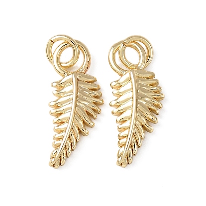 Латунные подвески, лист прелести, без кадмия и без свинца, стойки покрытие, долговечный, с целью перехода в кольце