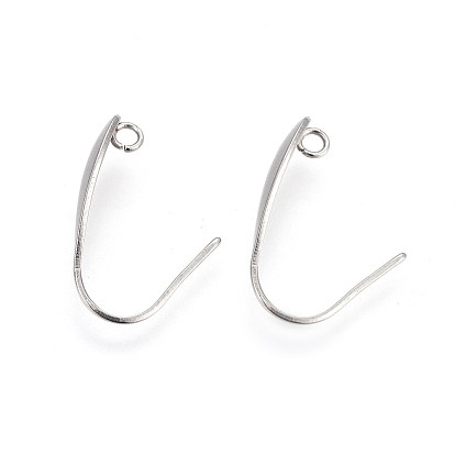 304 Stainless Steel Earring Hooks, with Horizontal Loop