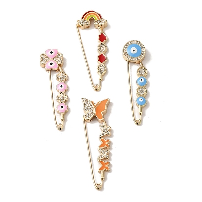 Real 18K Gold Plated Brass with Rhinestone Brooches, Enamel Pins