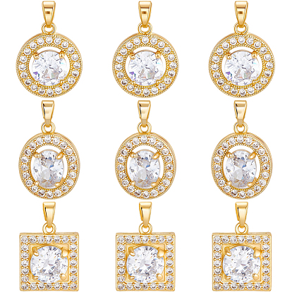 9 шт. 3 кулоны из латуни с микропаве и кубическим цирконием, разнообразные