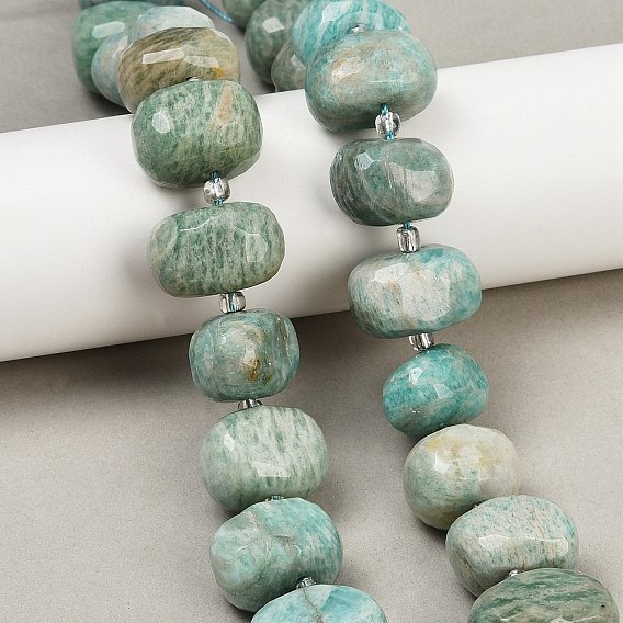 Природных амазонит бисер нитей, граненые, самородки, с бисером