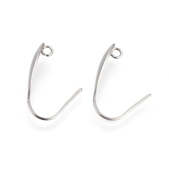 304 Stainless Steel Earring Hooks, with Horizontal Loop
