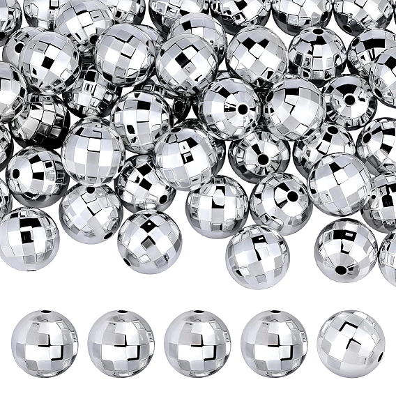 60Pcs Acrylic Beads, Mirror Disco Ball Round