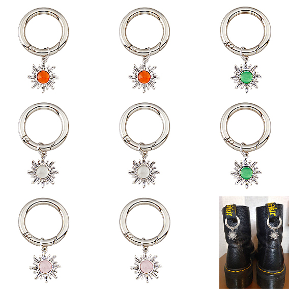 Сплав с подвесками в виде кошачьего глаза, с пружинными кольцами ворот, аксессуары для украшения обуви