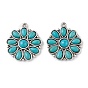 Synthetic Turquoise Pendants, with Alloy Findings, Flower Charms