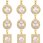 9 шт. 3 кулоны из латуни с микропаве и кубическим цирконием, разнообразные