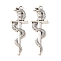 Tibetan Style Alloy Pendants, Snake with Sword Charms