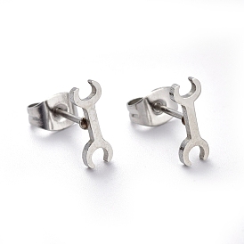 304 Stainless Steel Stud Earrings, Hypoallergenic Earrings, Spanner