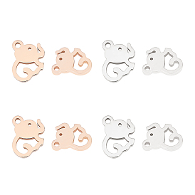 Unicraftale 8Pcs 2 Colors 304 Stainless Steel Charms, Laser Cut, Elephant