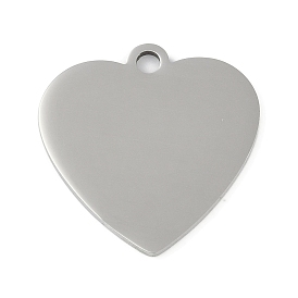 304 Stainless Steel Pendants, Stamping Blank Tag, Heart Charms