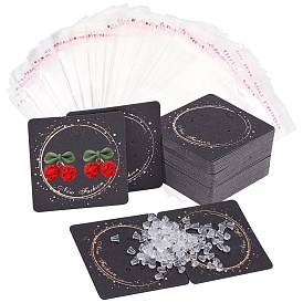 Kraft Paper Earring Display Cards, Stud Earring Card Holder, Square, with Word New Fashion