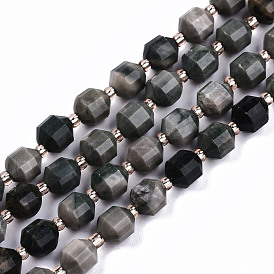 Natural Green Wood Lace Stone Wooden Jasper Beads Strands, Round, Faceted