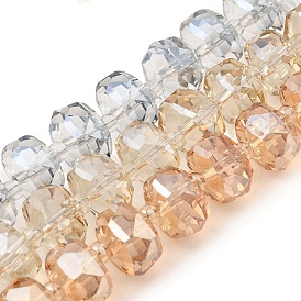 Transparent Electroplate Glass Beads Strands, Pearl Luster Plated, Faceted, Rondelle