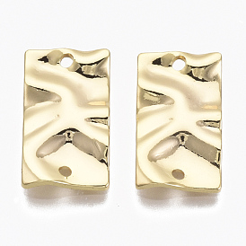 Brass Links, Hammered, Nickel Free, Rectangle