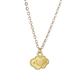 Cloud Face Alloy with Brass Pendant Necklaces, Cable Chain Necklaces