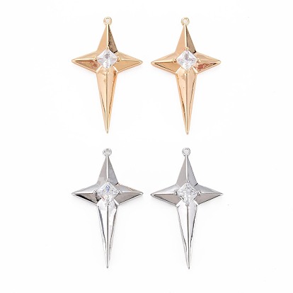 Латунные микропаве прозрачные подвески с фианитом, без никеля , звезда