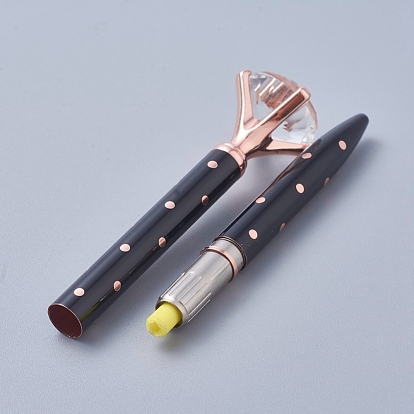Big Diamond Pen, Rhinestones Crystal Metal Ballpoint Pens, Turn Retractable Black Ink Ballpoint Pen, Stylish Office Supplies