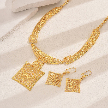 Комплекты из ожерелья и серег с квадратным кулоном из винтажного сплава для женщин