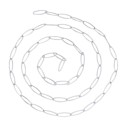 304 Stainless Steel Paperclip Chains, Drawn Elongated Cable Chain, Soldered