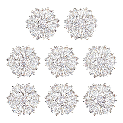 1-отверстие латунная микропаве прозрачная кубическая циркония пуговица на стержне, цветок