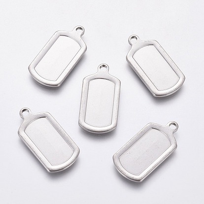 201 Stainless Steel Pendants, Rectangle, Stamping Blank Tags
