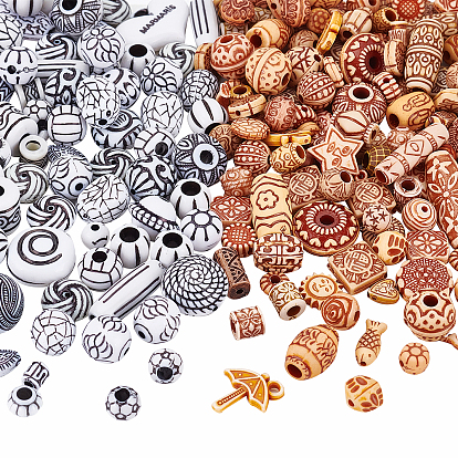 2 Style Antique Style Acrylic Beads, Mix-shaped