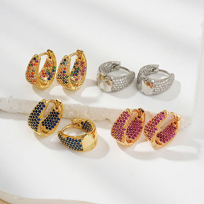 U-образные серьги-кольца из латуни с кубическим цирконием