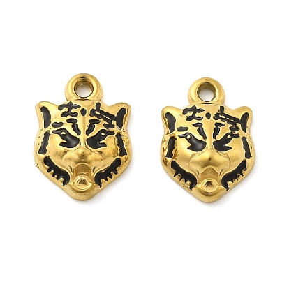 304 из нержавеющей стали шармы эмали, очарование головы волка, ионное покрытие (ip), реальный 18 k позолоченный