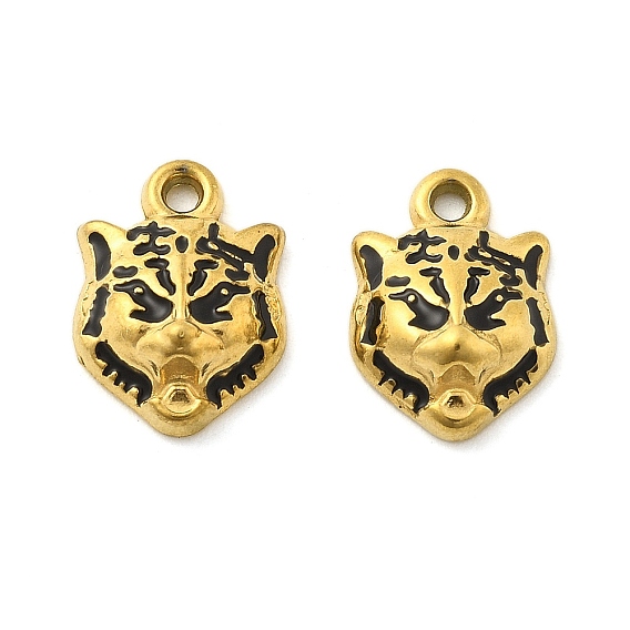 304 из нержавеющей стали шармы эмали, очарование головы волка, ионное покрытие (ip), реальный 18 k позолоченный