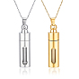 2Pcs 304 Stainless Steel Perfume Bottle Pendants, Column Bottle Charms, with 2Pcs 304 Stainless Steel Cable Chain Necklaces