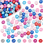 240Pcs 8 Colors Handmade Polymer Clay Bead Strands, Mother's Day Theme, Flat Round with Word I Love MOM