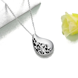 304 подарочный ящик для кремации из нержавеющей стали, подвеска в виде троса или цепи для животных, хрустальные стразы слеза урна пепел подвески ожерелья для женщин мужчин