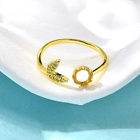 Латунные кольца-манжеты с микропаве и прозрачным цирконием для женщин, без кадмия, без никеля и без свинца, корона и рыбий хвост