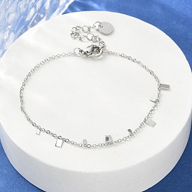 304 женские браслеты-цепочки из нержавеющей стали, с прямоугольными украшениями