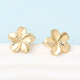 Фурнитура для серег-гвоздиков из латуни с цветочным узором, с 925 иглой из стерлингового серебра, с петлей