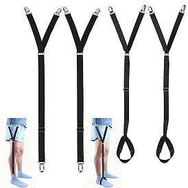 2Пары 2Варианты исполнения: полиэстер и резиновые фиксаторы для рубашек для мужчин, Регулируемые эластичные подвязки для рубашек с нескользящими железными зажимами.