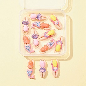 12 шт 3 стили кабошоны из непрозрачной смолы, русалка и плавающая девушка