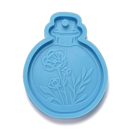 Perfume Bottle with Flower Pendant Silicone Molds, Resin Casting Molds, for UV Resin & Epoxy Resin Jewelry Making