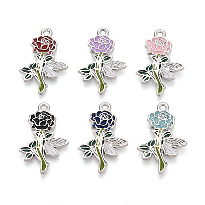 Подвески из эмали и сплава, цветок, без свинца и без кадмия