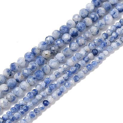 Натуральное синее пятно нитки из бисера яшмы, граненые, круглые