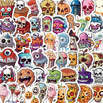 50Pcs Halloween PVC Self-Adhesive Stickers, Waterproof Decals, for DIY Albums Diary, Laptop Decoration Cartoon Scrapbooking
