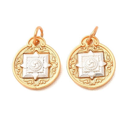 Encantos de bronce, Dijes redondos con diseño de mandala, chapado en rack, larga duración plateado