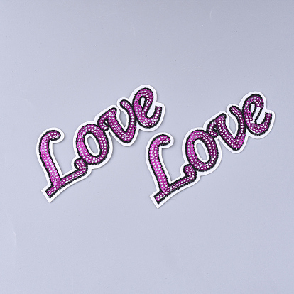 Computerized Embroidery Cloth Iron on/Sew on Patches, with Paillette/Sequins, Appliques, Costume Accessories, Word Love
